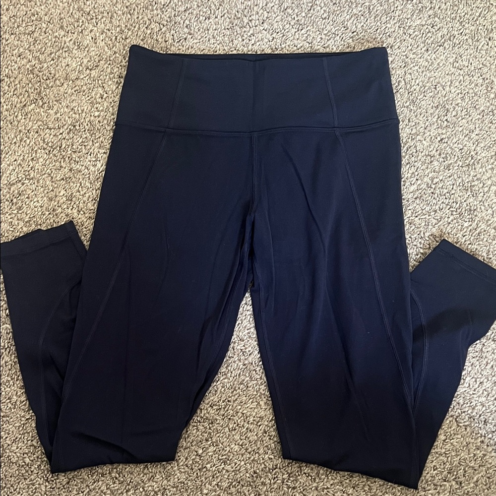 Athleta Navy Salutation 7/8 Leggings